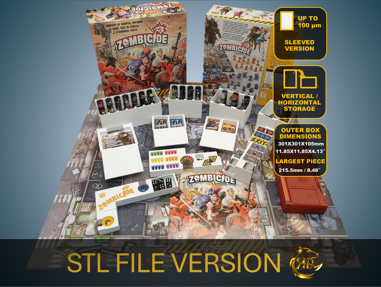Zombicide 2nd Edition Board Game Organizer STL FILE to 3D print