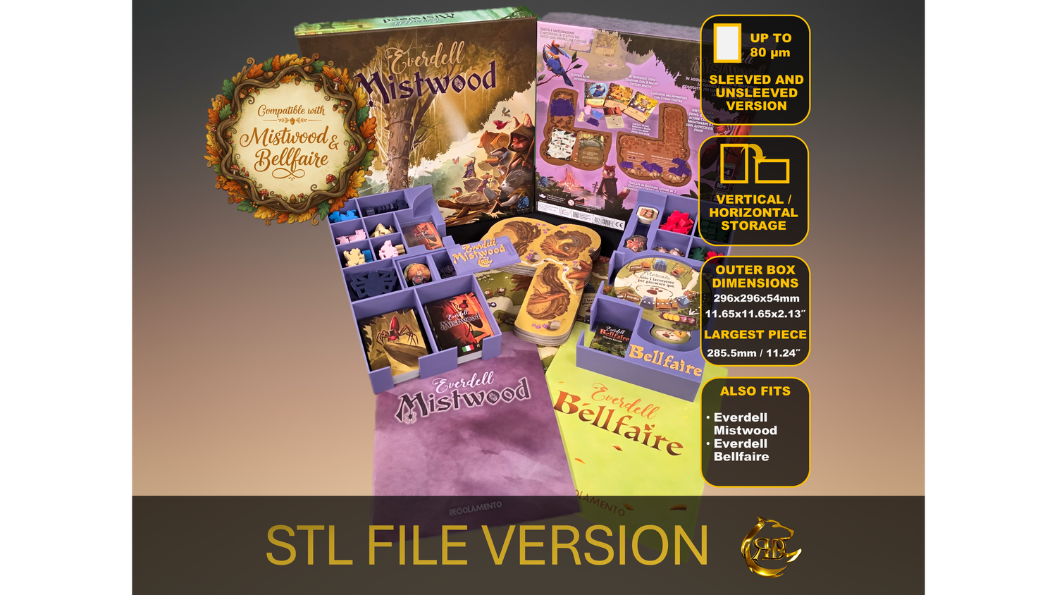 Everdell Mistwood and Everdell Bellfaire Insert - STL file to 3D print