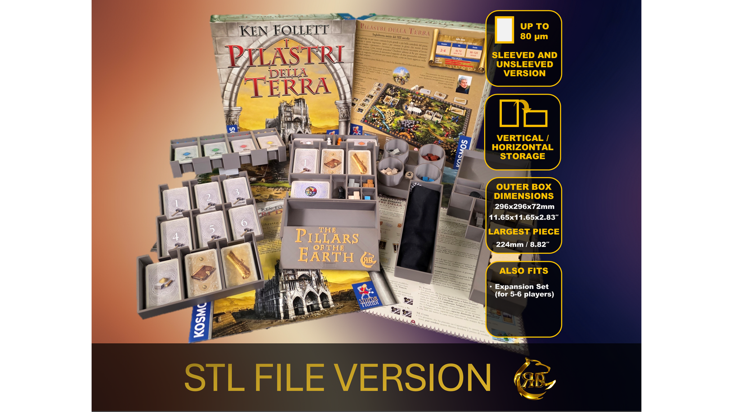 Insert for The Pillars of the Earth expansions - STL FILE to 3D print