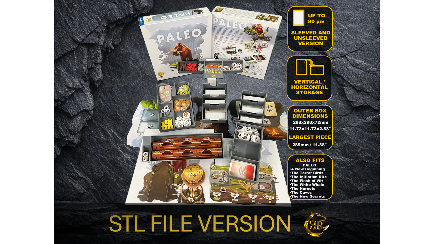 Paleo + A New Beginning + Cards Expansions Game Organizer - STL Files to 3d print your insert