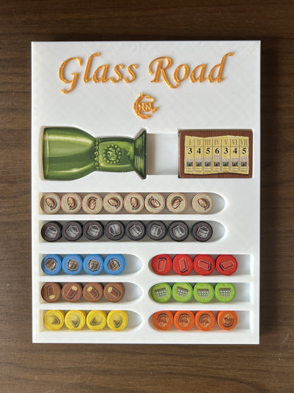 Glass Road Board Game Organizer - Insert - Premium Storage Solution - Sleeved Version - STL file for 3D Printing