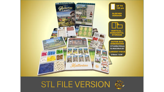 Hallertau Board Game Organizer - Insert - Premium Storage Solution - SLEEVED Version - STL file for 3D Printing