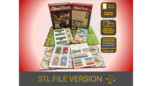 Glass Road Board Game Organizer - Insert - Premium Storage Solution - Sleeved Version - STL file for 3D Printing