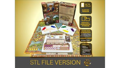 Hansa Teutonica Board Game Organizer - Insert - Premium Storage Solution - SLEEVED Version - STL file for 3D Printing