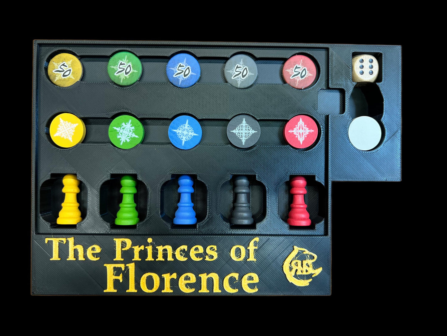 The Princes of Florence Board Game Organizer - Insert - Premium Storage Solution - SLEEVED Version - STL file for 3D printing