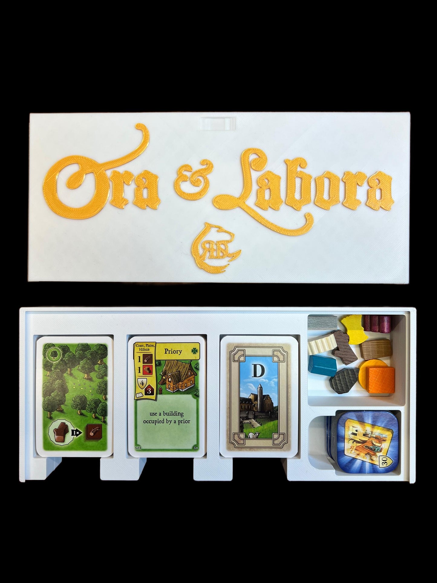 Ora et Labora Board Game Organizer - Insert - Premium Storage Solution - SLEEVED Version - STL file for 3D Printing