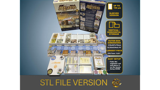 Le Havre Board Game Organizer - Insert - Premium Storage Solution - SLEEVED Version - STL file for 3D Printing