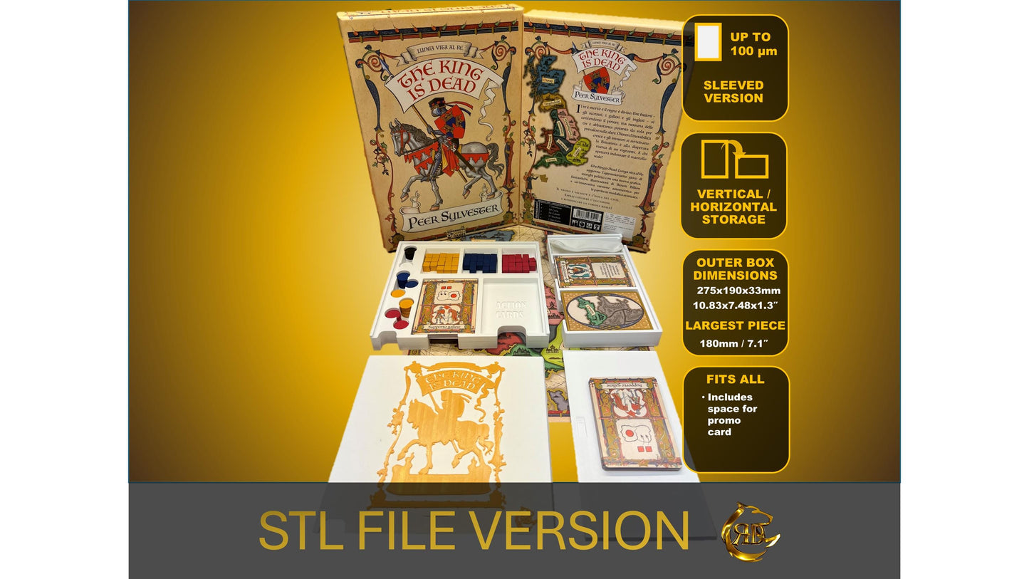 The King Is Dead Second Edition Board Game Organizer - Insert - Premium Storage Solution - SLEEVED Version - STL file for 3D Printing