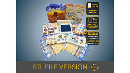 Barcelona Board Game Organizer - Insert - Premium Storage Solution - SLEEVED Version - STL file for 3D Printing