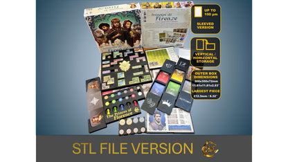 The Princes of Florence Board Game Organizer - Insert - Premium Storage Solution - SLEEVED Version - STL file for 3D printing