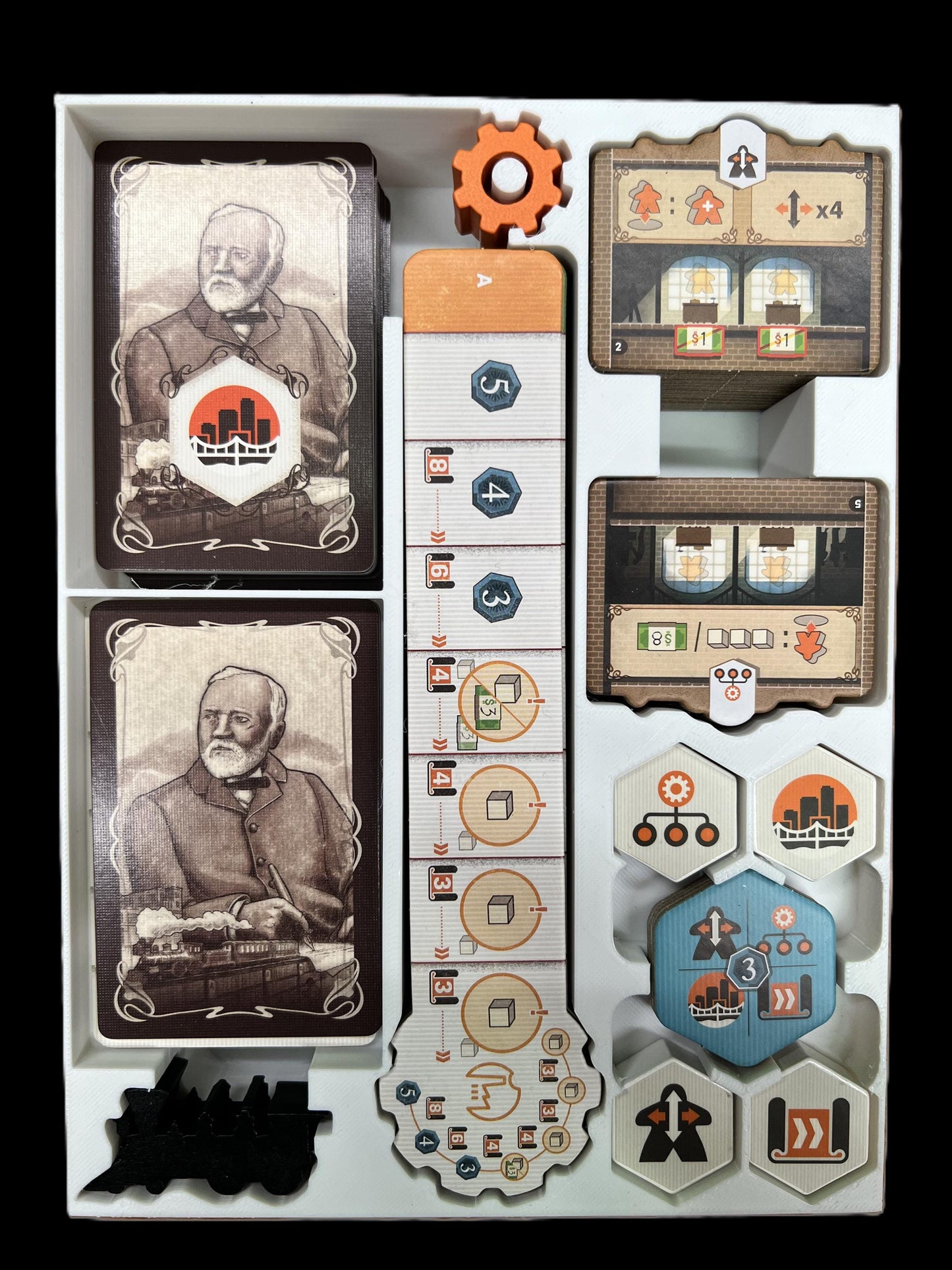 Carnegie Board Game Organizer - Board game Insert - SLEEVED Version - STL file for 3D Printing