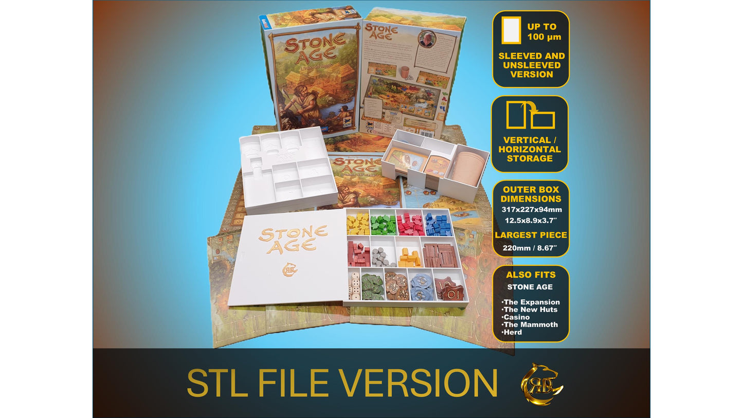 Stone Age + The Expansion Board Game Organizer - Insert - Premium Storage Solution - STL file for 3D Printing
