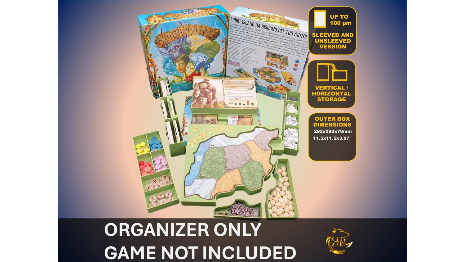 Spirit Island Board Game Organizer, Spirit Island Insert, Premium Storage Solution for Spirit Island games