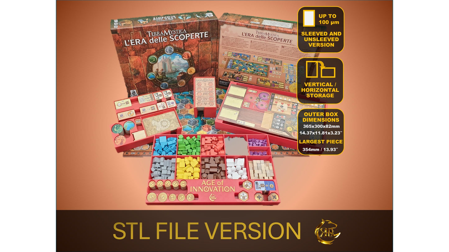 Age of Innovation Terra Mystica Board Game Organizer, Age of Innovation Insert, STL file for 3d printing