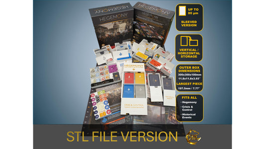 Hegemony+Crisis & Control+Historical Events Expansions Game Organizer - Insert - Premium Storage Solution-SLEEVED Version- STL file to print