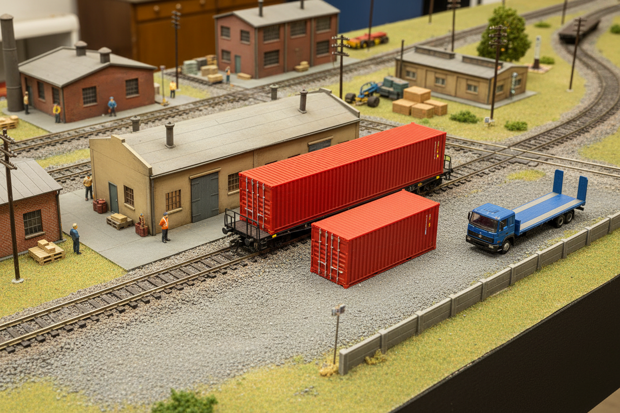 Red H0 Industrial Depot Diorama