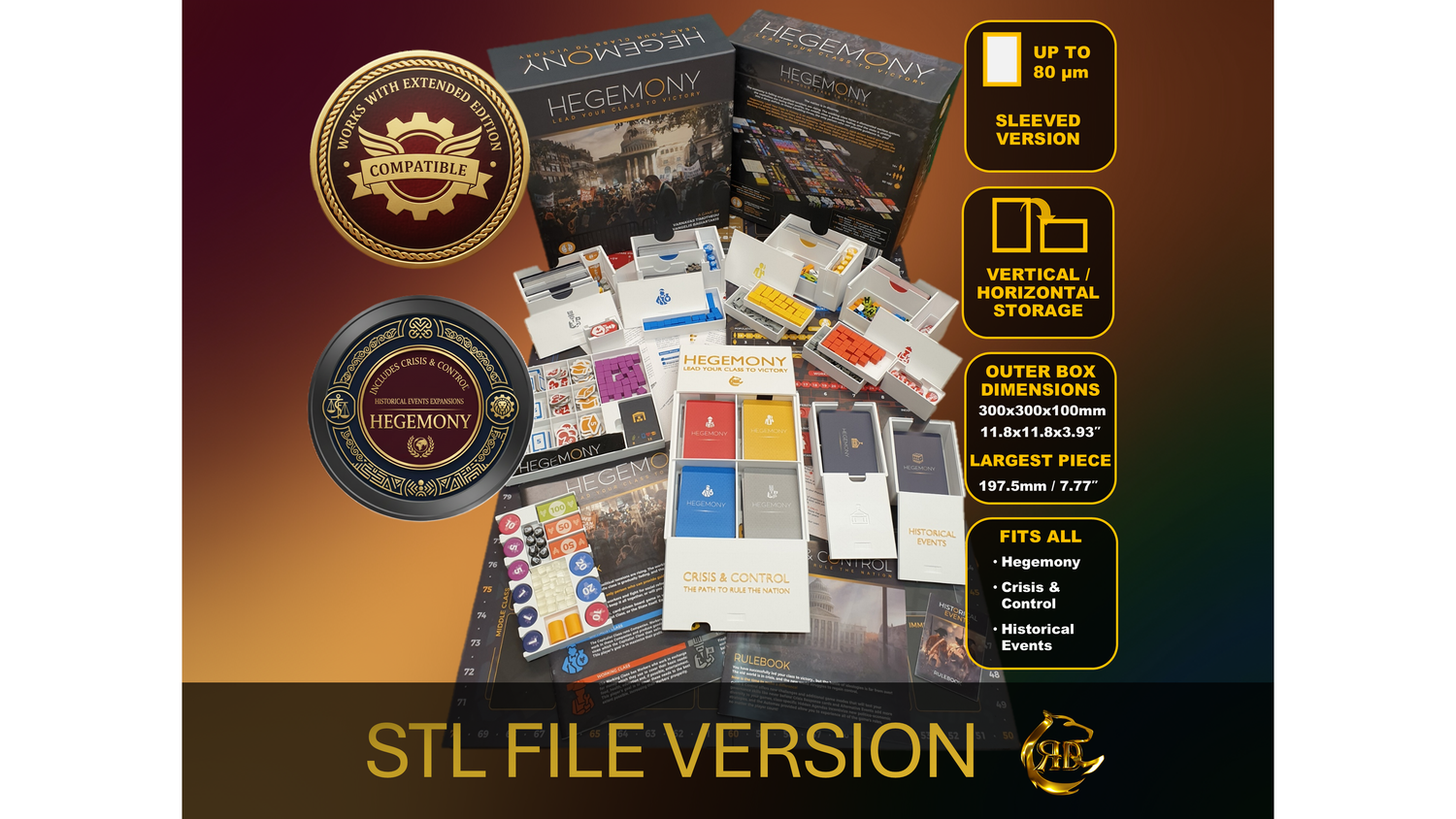 Hegemony and expansions Board Game Insert - STL FILE to 3D print