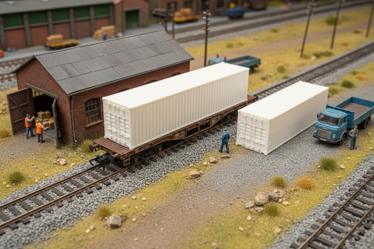 White H0 Freight Yard Diorama